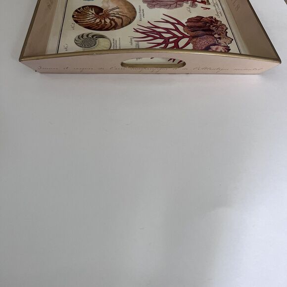 Michel Design Works Wood Decoupage Lacquered Seashell Serving Tray - 14”… - Picture 11 of 12